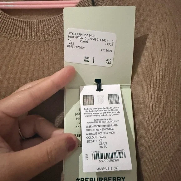 Burberry Crewneck Sweater with Plaid Elbow Patches